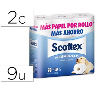 PAPEL HIGIENICO SCOTTEX MEGAROLO DUPLO PACK DE 6+3